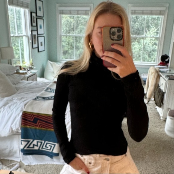 Black Ribbed Turtleneck - Picture 2 of 4